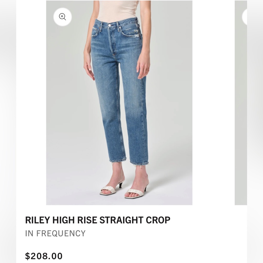 Agolde Riley High Rise Straight Crop Jeans - Blue